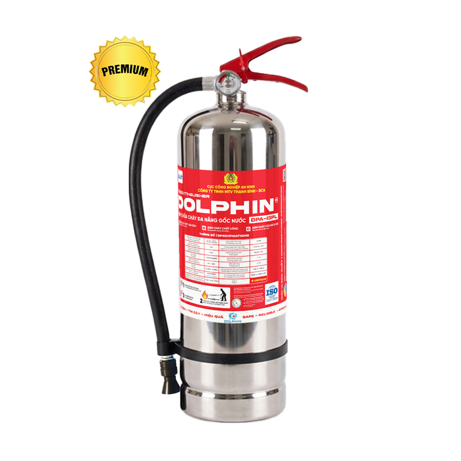 Bình chữa cháy gốc nước Inox Dolphin DPA-I3PL Premium 3,5 lít