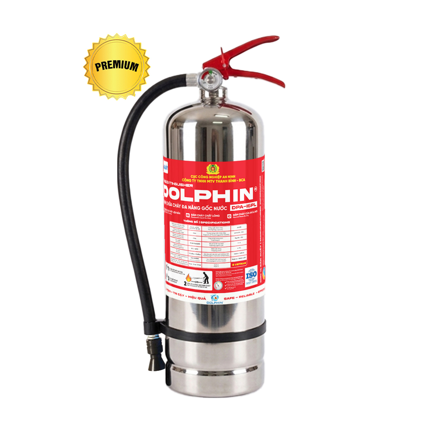 Bình chữa cháy gốc nước Inox Dolphin DPA-I6PL Premium 6,5 lít