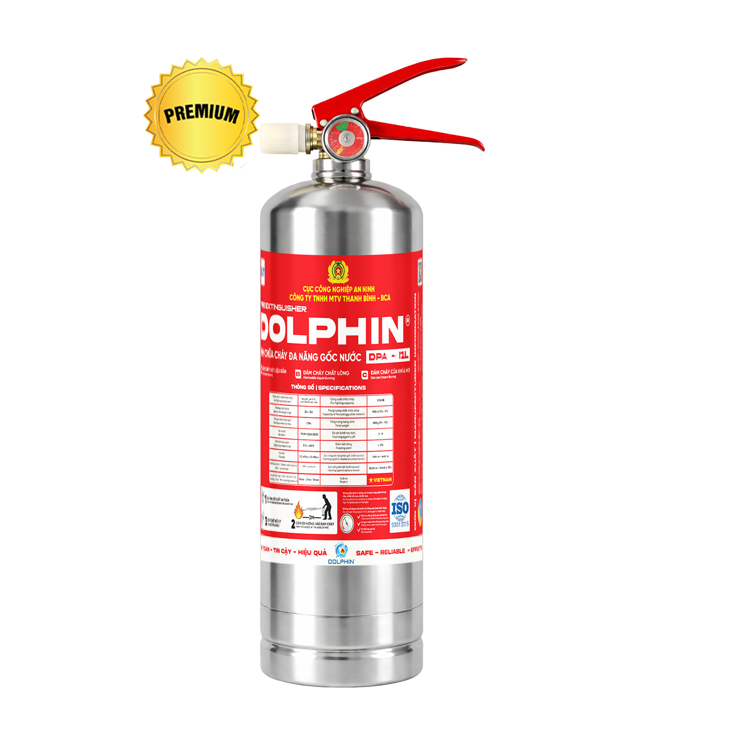 Bình chữa cháy gốc nước Inox Dolphin DPA-I1L Premium 1 lít